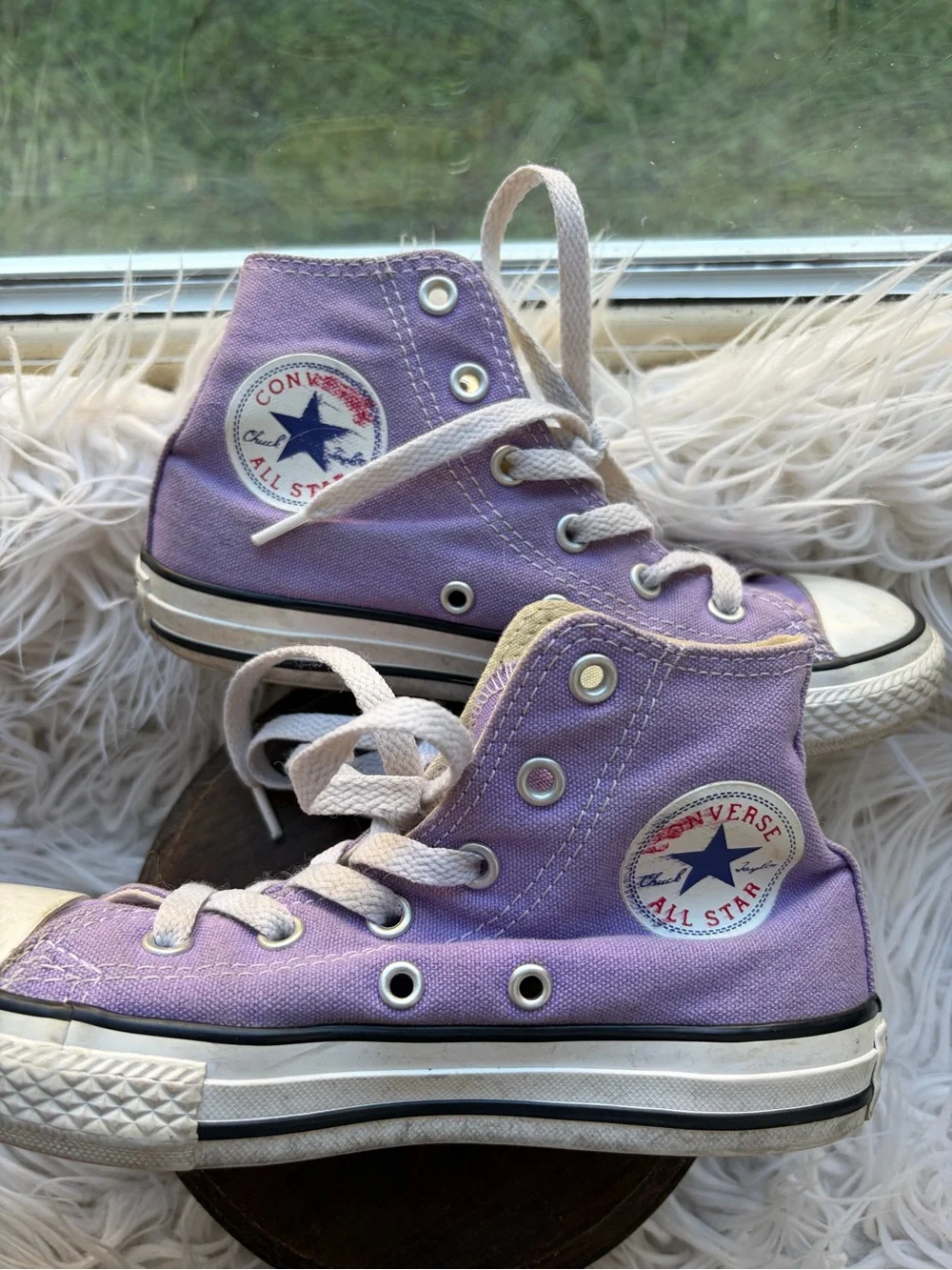 Kids Purple Lavender Converse High-Top Canvas Sneakers